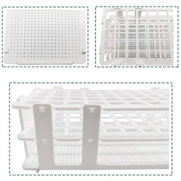 60 Holes Lab Test Tube Rack Holder for 16mm Test Tubes White Plastic - Picture 2 of 3